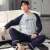 Men's Sleepwear Big Yards L-4XL full cotton pyjamas men pijamas para hombre long-sleeve casual sleepwear men homewear gray pajamas set for male 230208