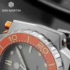 Relógios de pulso San Martin est aço inoxidável 300m Mergulhos automáticos Relógios masculinos Sapphire Crystal 30bar Relógio de pulso para homens Relogio