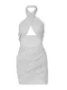 Casual jurken Womengaga Halter Neck Tank Mini Dress Goddess 2022 Nieuwe borst Big slanke heup dunne herfst sexy straat vriendin cadeau Koreaans hete t8p y2302