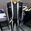 Mens Suits Blazers Trajes De Hombre Contrast Stripe Blalck White Male Wedding Groom Spring Disguised Slim Stage Outfit Party 230209