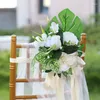 Decorative Flowers White Rose Poney Artificial Wedding Chair Back Small Bouquet Decoration Fake Shoot