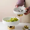 Płyty ceramiczne talerze wysokie stóp owoce biała okrągła sałatka miska deserowa miska do ciasta przekąska taca dekoracyjna stołowa stołowa stoł
