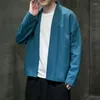 Giacche da uomo MrGB 2023 stile cinese autunno cotone lino uomo cappotto corto oversize tinta unita vintage giacca maschile cardigan di alta qualità 5XL