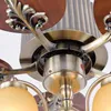 Plafondventilatoren Europese stijl hout snijblad ventilator licht woonkamer eetkamer huisdecor met lichten afstandsbediening led e27 lamp