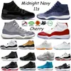 2023 Heren Basketbalschoenen Jumpman 11s 11 Midnight Navy Cool Grey Cherry 25th Anniversary Concord Gamma Blue bred Cap and Gown space jam Heren dames sneakers Trainers