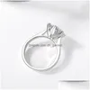 Anello Solitario Argento Sterling Prodotto Innamorato Con Singola Campana Da Donna Esagerato Grande Diamante Simation Da 2 Ct Che Mostra Due Dhjpm