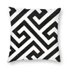 Travesseiro /decorativo geométrico preto e branco Maze Print Sofá Tampa de veludo abstrato linhas monocromáticas arremesso de caixa de case de quarto