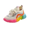 Turnschuhe Kinder Schuhe Regenbogen Farben Lässige Mode Atmungsaktive Baby Jungen Mädchen Sport Laufen Weichen Boden Nicht Rutsch Kinder 230209