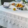 Taça de mesa Tampa retangular de bordado branco Hollo Coreano Casamento Toleta de mesa Custom Home Decoration