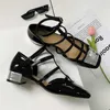 Sandalen Metall Karree Frauen Sandalen Blockabsatz Aushöhlen Gladiator Sandale Abendkleid Schuhe Frau Sexy Mary Janes Pumps T230208