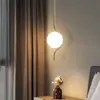 Plafoniere Lampade a sospensione a sfera per camera da letto Comodino LED E27 Applique in vetro bianco latte Art Déco Lampada a sospensione con cavo lungo creativo 0209