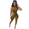 Women's Jumpsuits & Rompers Women Solid Elastic Hight Knitted Slim Romper Elegant Sleeveless Bodycon One Piece Club Outfit Office Lady Basic