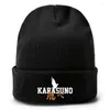 Basker anime haikyuu tryckning stickad hatt höst vinter ull bouncy cap unisex barn utomhus behåll varma hattar fritidskna gåvor