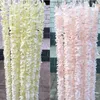 White Artificial Orchid Wisteria Vine Flower 2 Meter Long Silk Wreaths For Wedding Backdrop Decoration Shooting Props