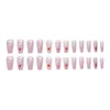 False Nails 24st Super Shiny Pink Nail Glitter paljetter Dekor full färdig för kvinnor flickor konstgjorda lapp