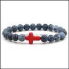 Beaded Strands Cross Bracelet Yoga Chakra Weathered Agate Stone Bead Drop Delivery Jewelry Bracelets Dh13Y