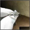 Anel Solitaire Jewelryreal 925 Sterling Sier Created Moissanite Rings For Women Eternal Engagement Pera Cut Diamond Otgap Dro Dhim4