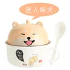 Bowls Ceramic Instant Noodle Bowl With Cover Single Large Student Dormitory Lovely Cup Lovers Set Soup