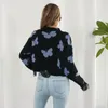 Kvinnors tröjor Kvinnor Tassel Butterfly Sticked Crop Sweater Y2K Streetwear Autumn Winter Long Sleeve Loose Knit Knitwear Jumper Tops