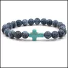 Beaded Strands Cross Bracelet Yoga Chakra Weathered Agate Stone Bead Drop Delivery Jewelry Bracelets Dh13Y