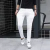 Hommes Pantalon Blanc Pur Slim Fit Affaires pour Hommes Costume Cheville Longueur Été Automne Formelle Loisirs Pantalon L79 230209