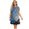 Sukienki w rozmiarze plus krótkie rękawie pomalowane 3D sukienka krajobrazowa naturalna sceneria druk mini A-line sukienki Lato Plus Size Women Odzież 6xl Sundress 230209