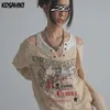 T-shirt femme KOSAHIKI Fake Two Pieces Patch T-shirts à manches longues Femme Harajuku Graphic Tee Y2k Tops Aesthetic Egirl Summer Thin T-shirt Goth 230209