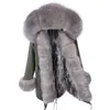 Dames bont faux 2023 vrouwen echte jas winter natuurlijke wasbeer kraag lange voering parkas jas
