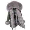 Женская меховая подделка 2023 Женщины Real Pare Winter Natural Raccoon воротник длинная подкладка Parkas Jacket