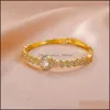 Bangle Bracciale in metallo con diamanti Simple Retro Fl Love Fashion Personality Jewelry Women Drop Delivery Bracciali Dhzo0
