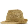 Chapeaux à large bord été Jazz femmes chapeau de paille plage hommes soleil décontracté Panama mâle casquette corde Patchwork rayé visière Eger22