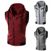 Gilet da uomo Hip Hop Raglan Felpe con cappuccio per tutti i giorni Gilet caldo Pullover Color Block Sport estivi Uomo Cerniera senza maniche Felpe con cappuccio Fitness Gilet con cappuccio 230209