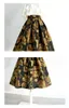 Kjolar 2023 Spring Fall Women Golden Dobby Floral Ball Gown Kirt Woman Autumn Vintage Elegant Mid Calf