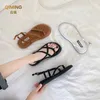 Sandals Platform Sandals Women Summer Beach Fashion Sexy Flat Casual Cross Peep TToe Ladies Shoes Woman Black Sandals Rome Flip Flops T230208