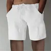 Męskie spodenki wiosna letnie kieszenie swobodne spodni guziki krótkie mężczyzn kulturystyka męska bawełniana lniana bermudy