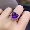 Кластерные кольца Love Heart Natural и Real Amethyst Кольцо 925 Стерлинговое серебро 12 12 мм драгоценный камень для мужчин или женщин