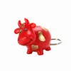 Porte-clés 2023 Arrivée Année Du BŒUF Culture Chinoise Mascotte Sac Pendentif Vache Rouge Son Lumineux LED Porte-clés Porte-clés Jouets Pour Enfants