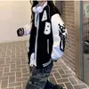 Kurtki damskie Deeptown jagnięce wełniane kurtka bombowca kobiet harajuku mody college mundure uniwerek baseballowy Kobieta oversizeal streetwear Y2K 230208