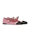 Högkvalitativ kvinnor Miu Ballet Shoes Boat Shoes Designer Dress Shoes Bow Flat Bottom Mary Jane Bekvämt Retro Elastic Band Black and White Pink Grey Red Brown