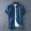 Men's Casual Shirts Summer Men's Denim Shirt Large Size Short Sleeve Fashion Loose Cotton Cowboy Male Brand 5xl 6XL 7XL 8XL Blue