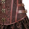 Bustiers & Corsets Gothic Steampunk Skirt Plus Size Halloween Clothing For Women Corset Dress Black Brown