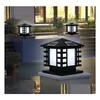 Street Lights Solar Dimmable Column Head Light Waterproof Led Lamp Door Post Garden Villa Black Drop Delivery Lighting Outdoor Dhhva