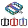 Bike Pedals Colorful Mountain Bike Pedals Non-Slip Platform Pedals Waterproof Sealed Bearings Pedals Aluminum Alloy Bike Bicycle Flat Pedals 0208