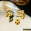 مصمم مجوهرات الأزياء Vans Cleefly Clove Stud أقراط Fourleaf Titanium Steel Malachite Gilt Rose Gold Fritillaria Ladious Par Drop Dhx3Q Qer3