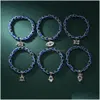 Perles de 8 mm perlées vendant des brins d'oeil bleu maléfique Bracelet Fatimas Main Turc Mille Yeux Wish Drop Delivery 202 Dhv4O