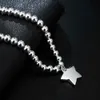 سحر سلسلة الارتباط 925 Silver 4mm Bead Chain Star Bendant Bendant Pendant for Women Fashion حفل زفاف حفلة عيد الميلاد المجوهرات G230208