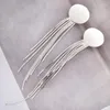 Stud Earrings Long Tassel Round Silver Color For Women Metal Earing Jewelry Temperament Gun Black Gold Earings 1Z40C1