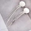 Stud Earrings Long Tassel Round Silver Color For Women Metal Earing Jewelry Temperament Gun Black Gold Earings 1Z40C1