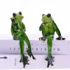 装飾的なオブジェクト図形の動物樹脂思考カップルカエルの置物マイブルー2pcsset kawaii gardenミニチュアホームルームテーブルデコ230208