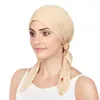 Abbigliamento etnico Sciarpa pre-legata musulmana Berretti chemio Berretti con berretto Donna Turbante Cappello Copricapo Foulard Avvolgere Cancro Bandane Accessori per capelli